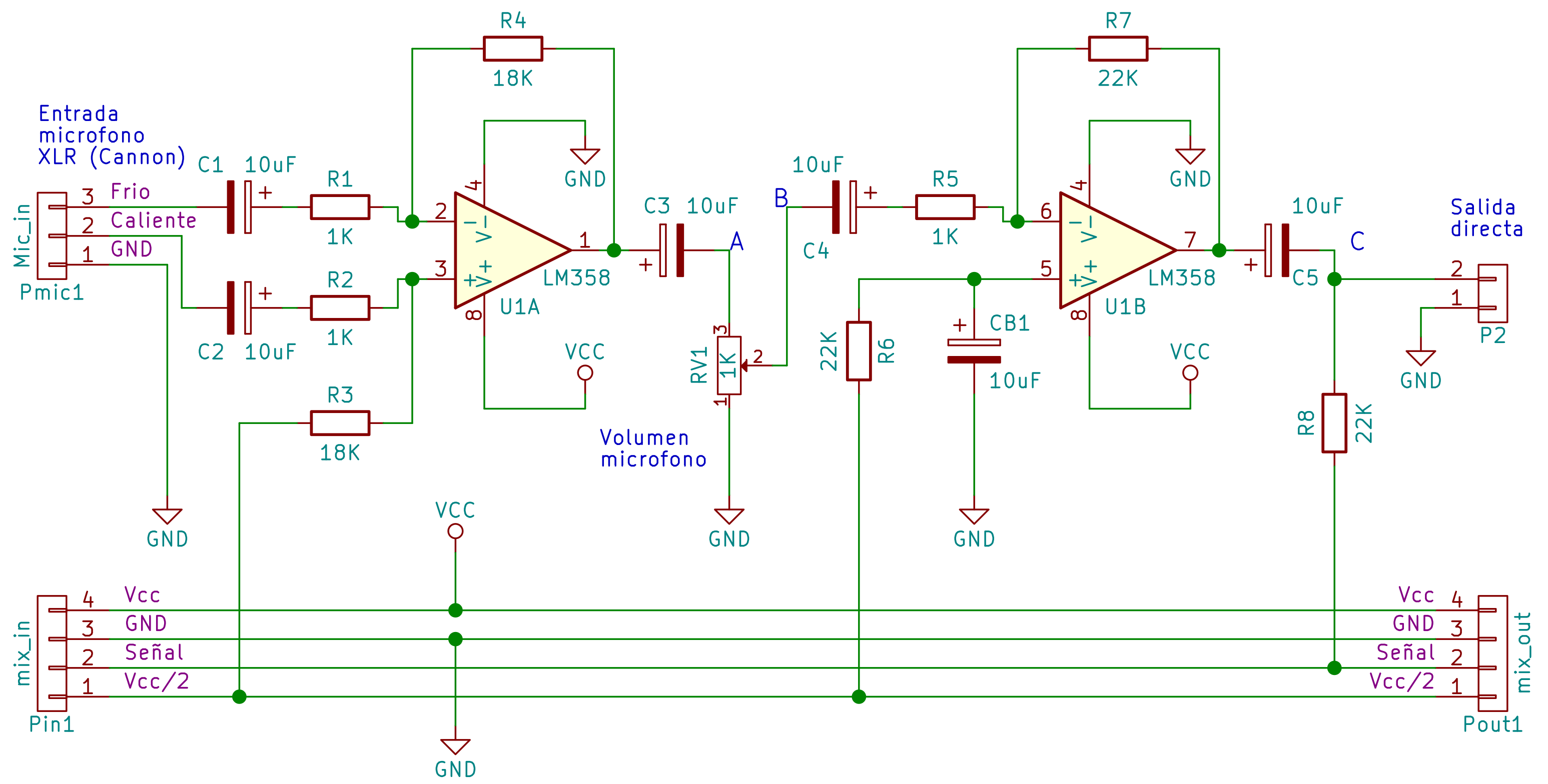 Esquema del modulo con preamplificador microfonico