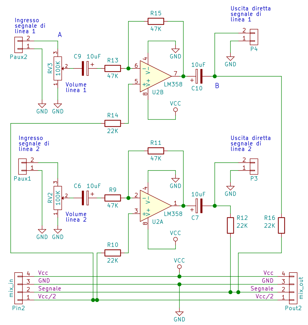 Schema del modulo ingressi di linea